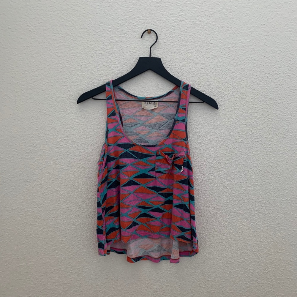 Billabong Multi-Color Geometric Crop Tank Top